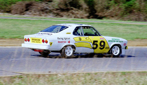  Stephanie Van Why's 1974 Opel Manta ITB heading for turn 2 